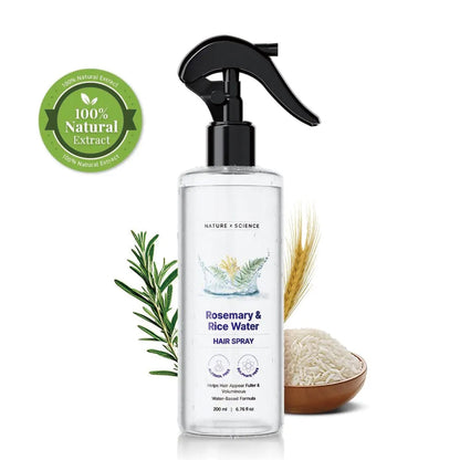 Embereave™ Rosemary & Rice Water Hair Growth Spray |100% Natural Extract | Soft & Smooth Hair Non-Greasy & Fast Absorbing | 200 ml