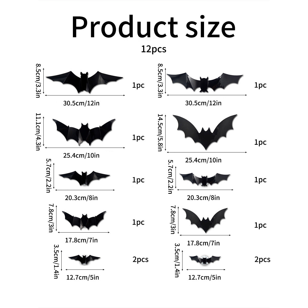 Spooky 3D LED Bat Lights – 12/24 Pack Halloween Wall Decorations for Home & Parties
