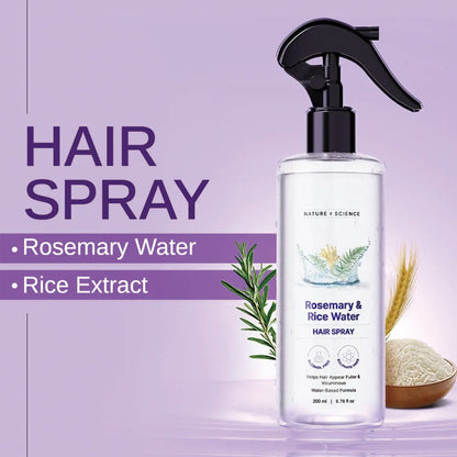 Embereave™ Rosemary & Rice Water Hair Growth Spray |100% Natural Extract | Soft & Smooth Hair Non-Greasy & Fast Absorbing | 200 ml