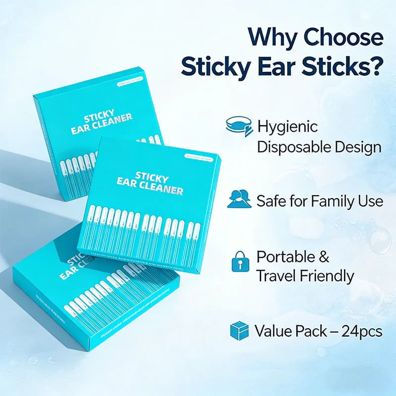 Reusable Sticky Ear Cleaning Stick, Soft Adhesive Tip for Dry Earwax, Portable Ear Cleaner & Ear Hygiene Tool