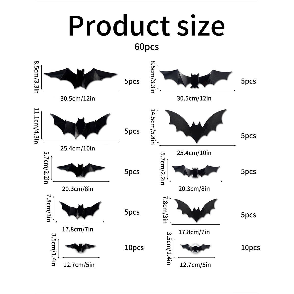Spooky 3D LED Bat Lights – 12/24 Pack Halloween Wall Decorations for Home & Parties