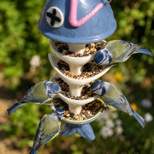 Whimsical Fish Skeleton Hanging Bird Feeder – Multi-Level Seed Tray