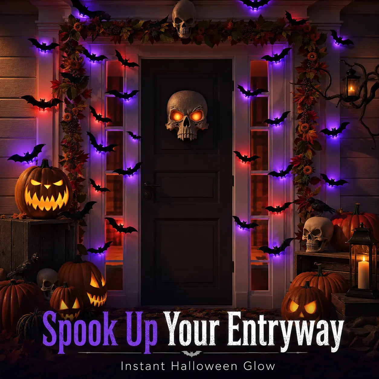 Spooky 3D LED Bat Lights – 12/24 Pack Halloween Wall Decorations for Home & Parties
