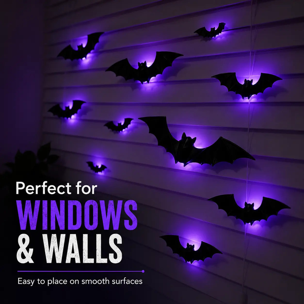 Spooky 3D LED Bat Lights – 12/24 Pack Halloween Wall Decorations for Home & Parties