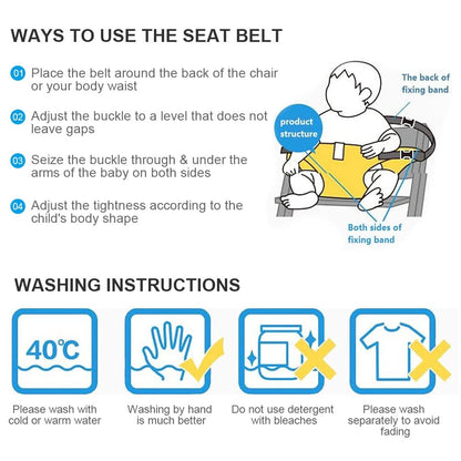 Harness Seat for High Chair Feeding Safety Seat with Strap, Booster Harness Belt Portable Dining Seat Strap for Travel Home Restaurant Shopping