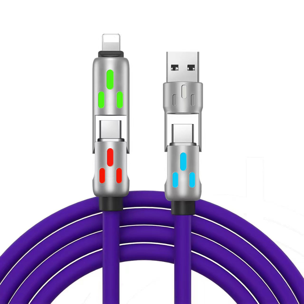 PD Fast Charging, Data Sync, EXAVON USB-A, Type-C, Lightning,  Aluminum, Compatible,6.6FT 4-in-1 USB-C Cable