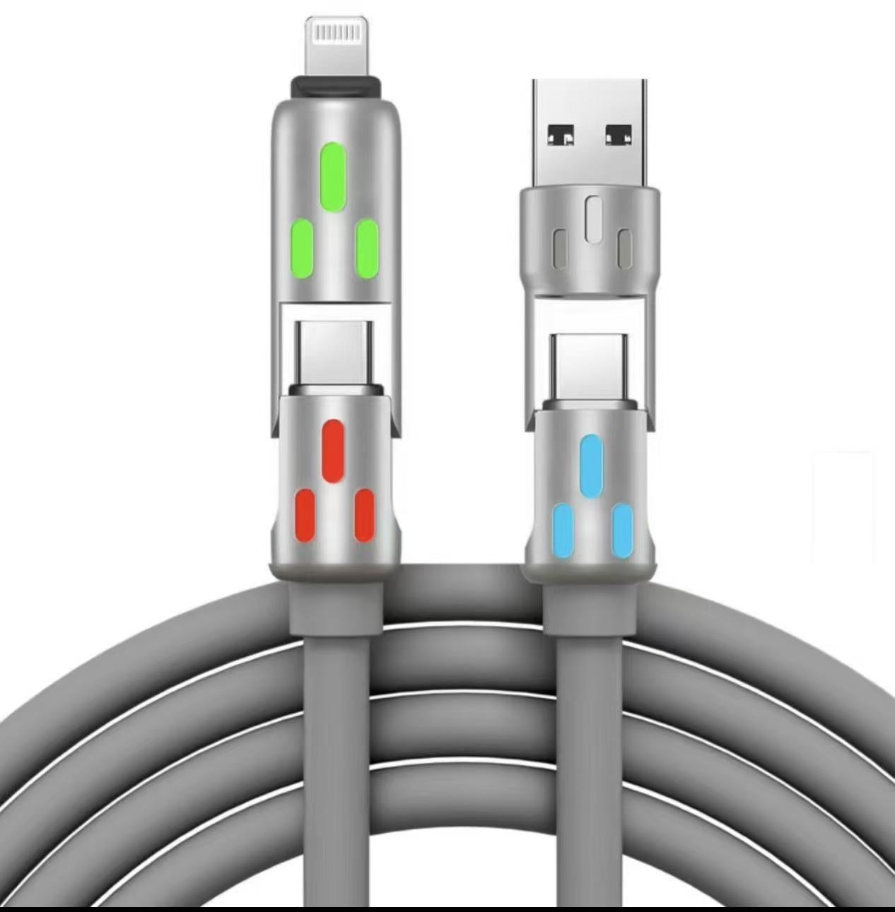 PD Fast Charging, Data Sync, EXAVON USB-A, Type-C, Lightning,  Aluminum, Compatible,6.6FT 4-in-1 USB-C Cable