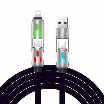 PD Fast Charging, Data Sync, EXAVON USB-A, Type-C, Lightning,  Aluminum, Compatible,6.6FT 4-in-1 USB-C Cable